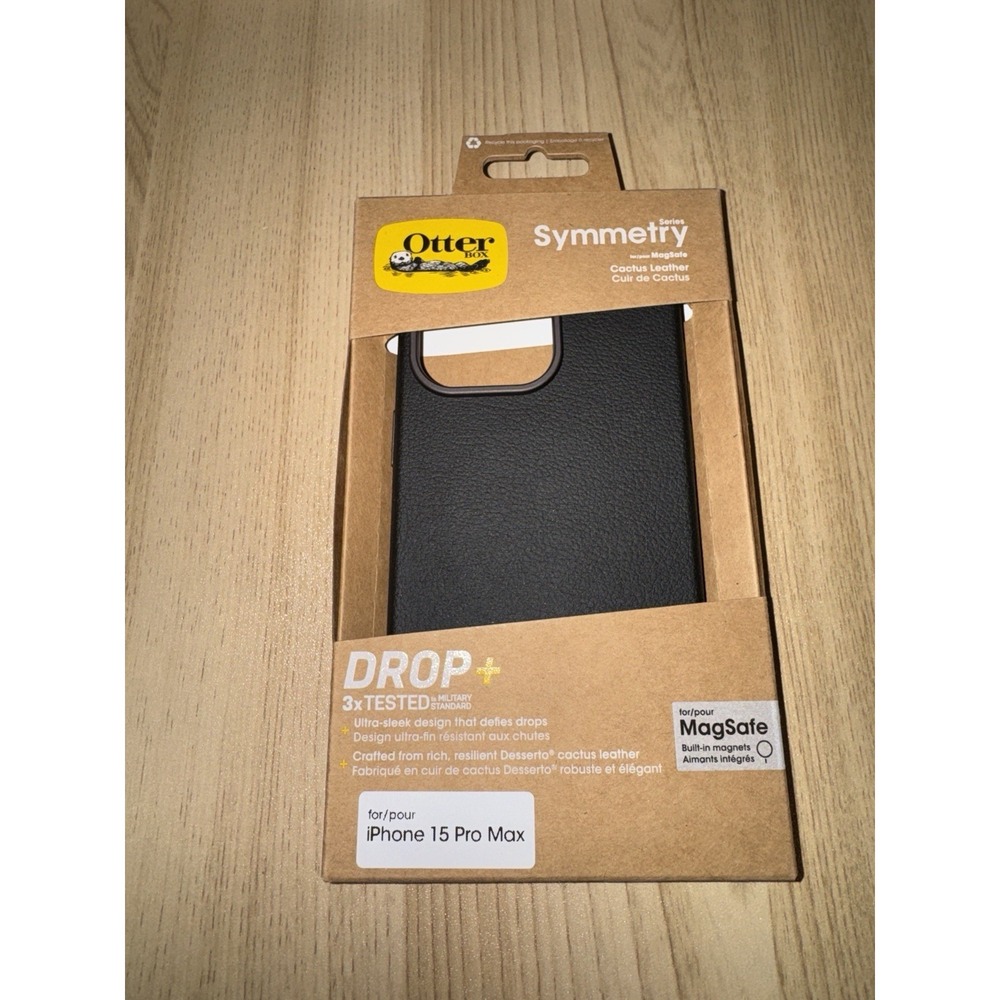 OtterBox‎ iPhone 15 Pro Max Symmetry Cactus Leather Case Black Slim Protection